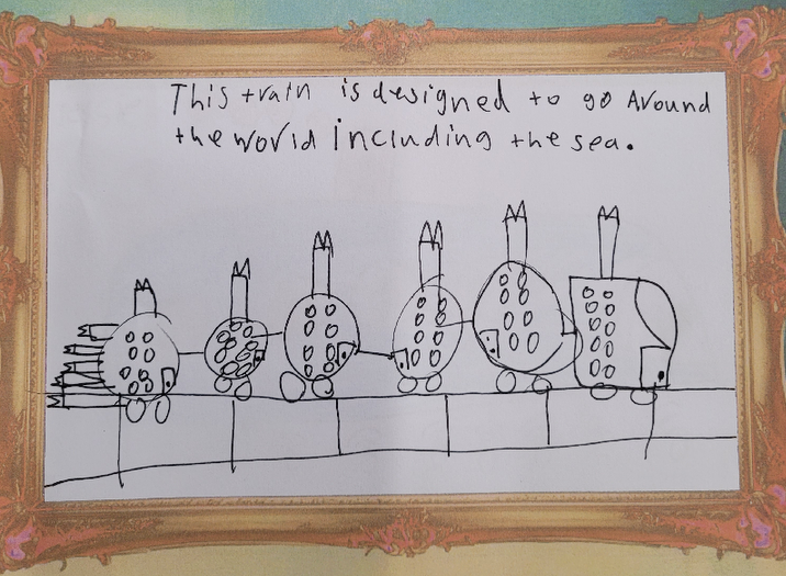 A drawing of a train by a child