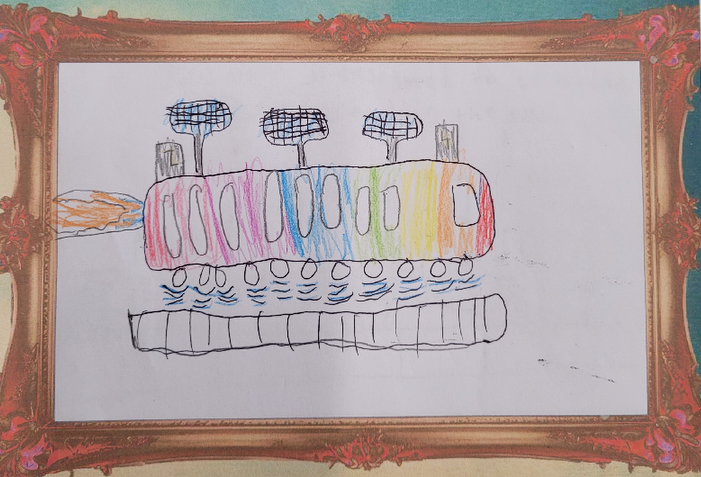 A drawing of a train by a child
